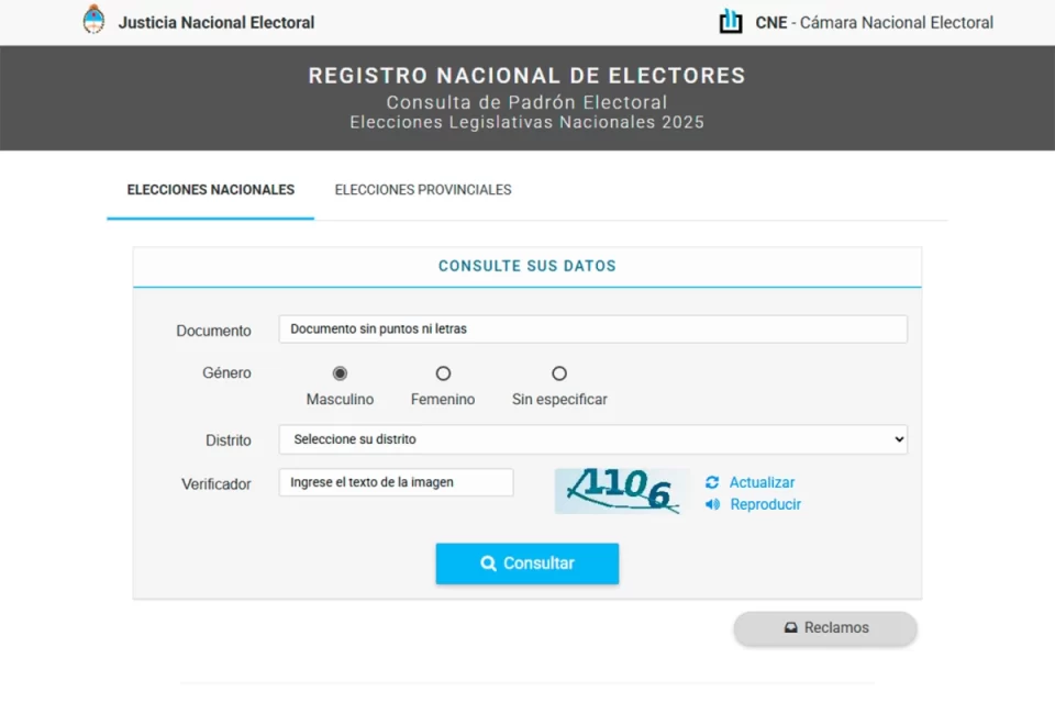Elecciones nacionales 2025: está disponible el padrón electoral provisorio