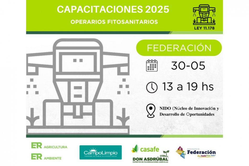 Están disponibles las fechas de las capacitaciones para operarios de equipos pulverizadores terrestres y aéreos