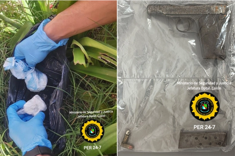 COLÓN Cocaína y un arma de fuego en el jardín de infantes
