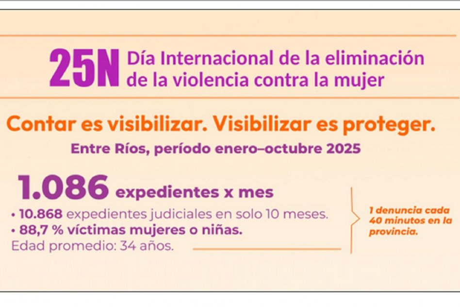 1 DENUNCIA CADA 40 MINUTOS En Entre Ríos se registran más de mil expedientes por mes vinculados a violencia contra mujeres