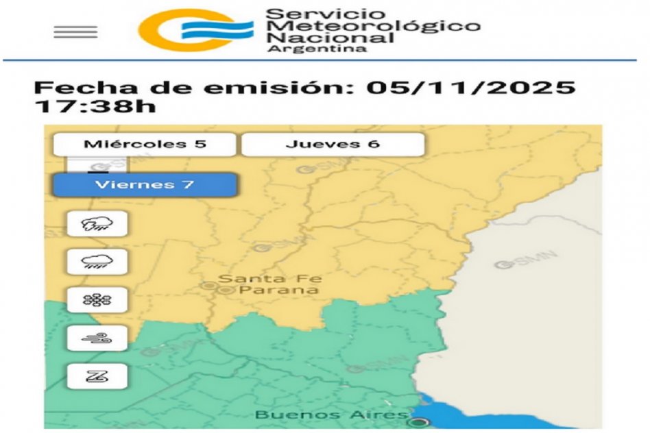 Alerta amarilla por lluvia y tormentas para este viernes