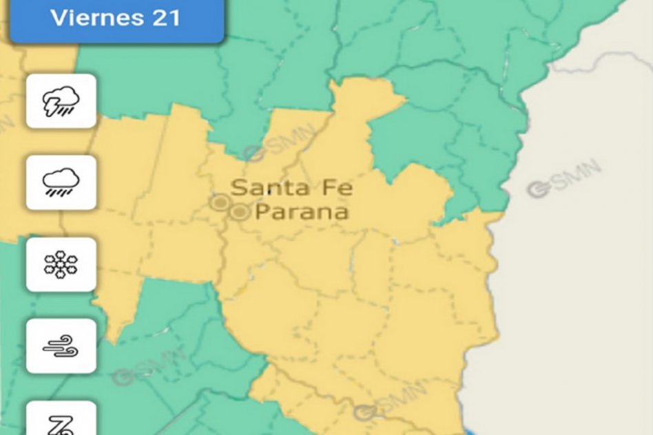 Emitieron alerta amarilla por lluvias y tormentas para este viernes