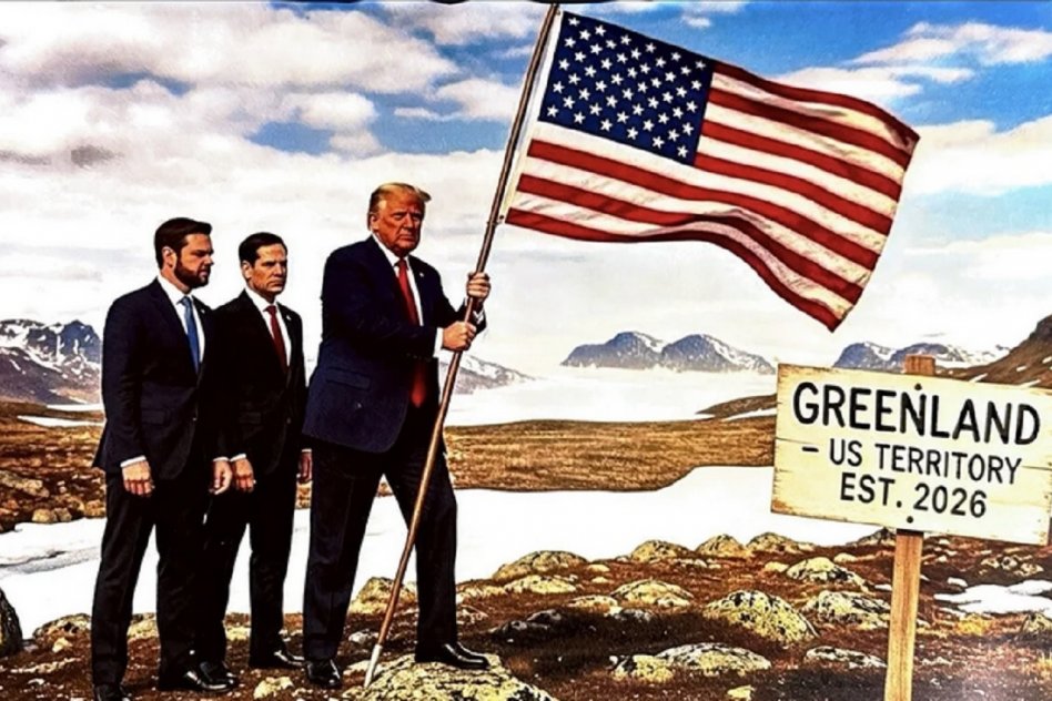 Trump publicó una imagen suya poniendo la bandera de Estados Unidos en Groenlandia