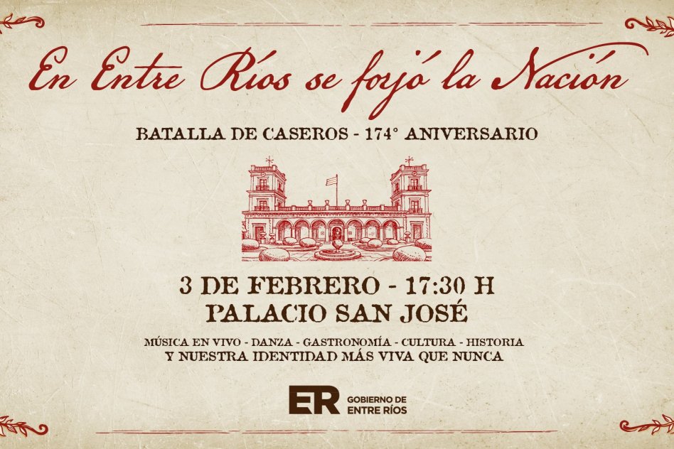 La Batalla de Caseros se conmemorará con música, historia y cultura en el Palacio San José