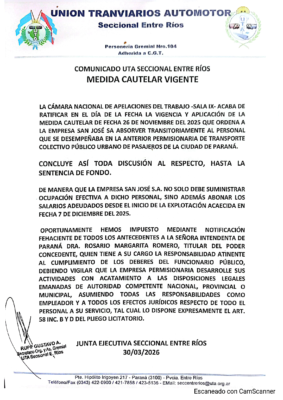 INSÓLITO: Resolución de fuero laboral porteño decide sobre situación de choferes en Paraná