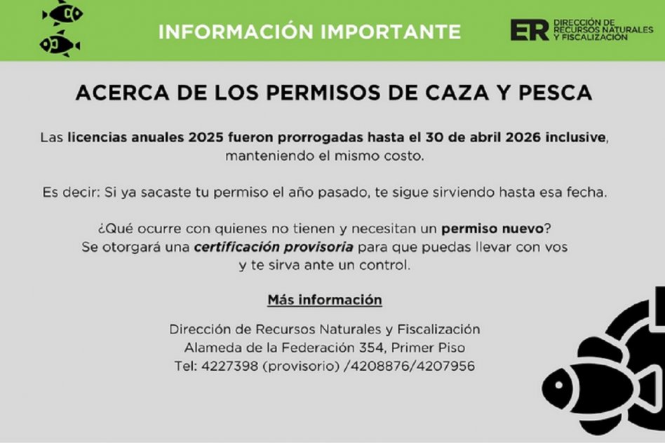 Brindan información sobre permisos de caza y pesca ante la proximidad de Semana Santa