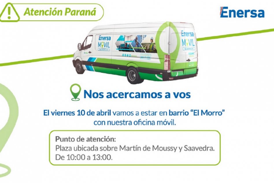 Enersa acerca su Oficina Móvil al barrio El Morro de Paraná