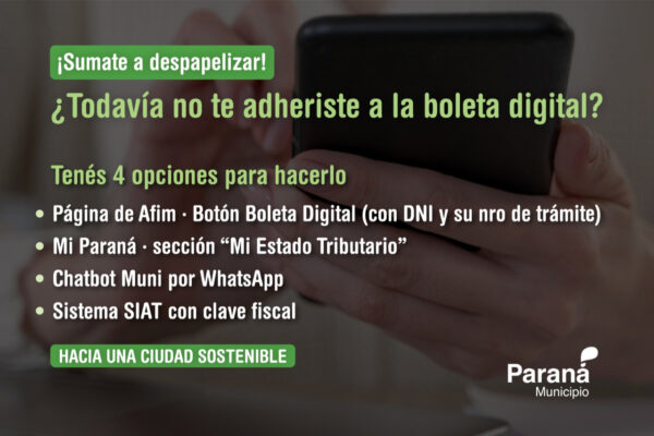 Boleta Digital: el Municipio invita a sumarse a la digitalización de servicios municipales