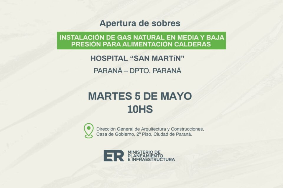 Se ejecutarán obras para mejorar instalaciones del Hospital San Martín de Paraná