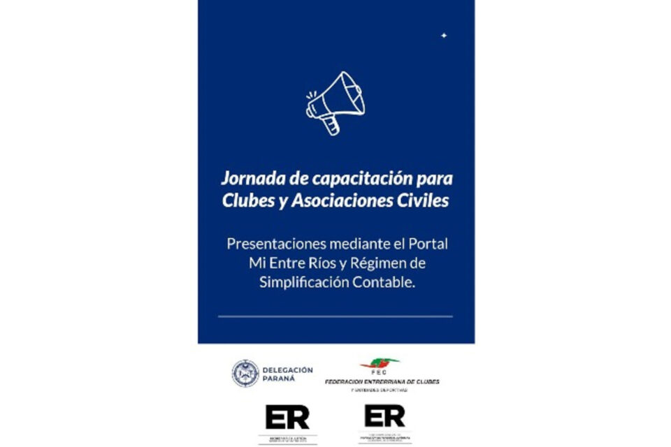 Se realizará una jornada de capacitación para la gestión de clubes y asociaciones civiles