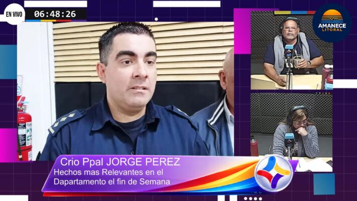 Perez: El jefe de Operaciones de la Jef Dptal de la PER nos informa los Hechos mas relevantes en el departamento Paraná