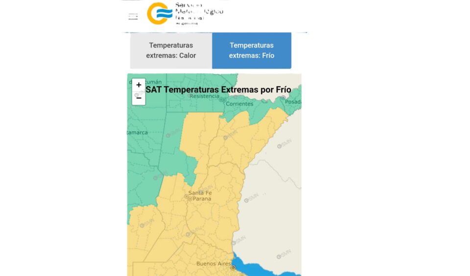 Alerta amarilla por frío extremo en toda la provincia