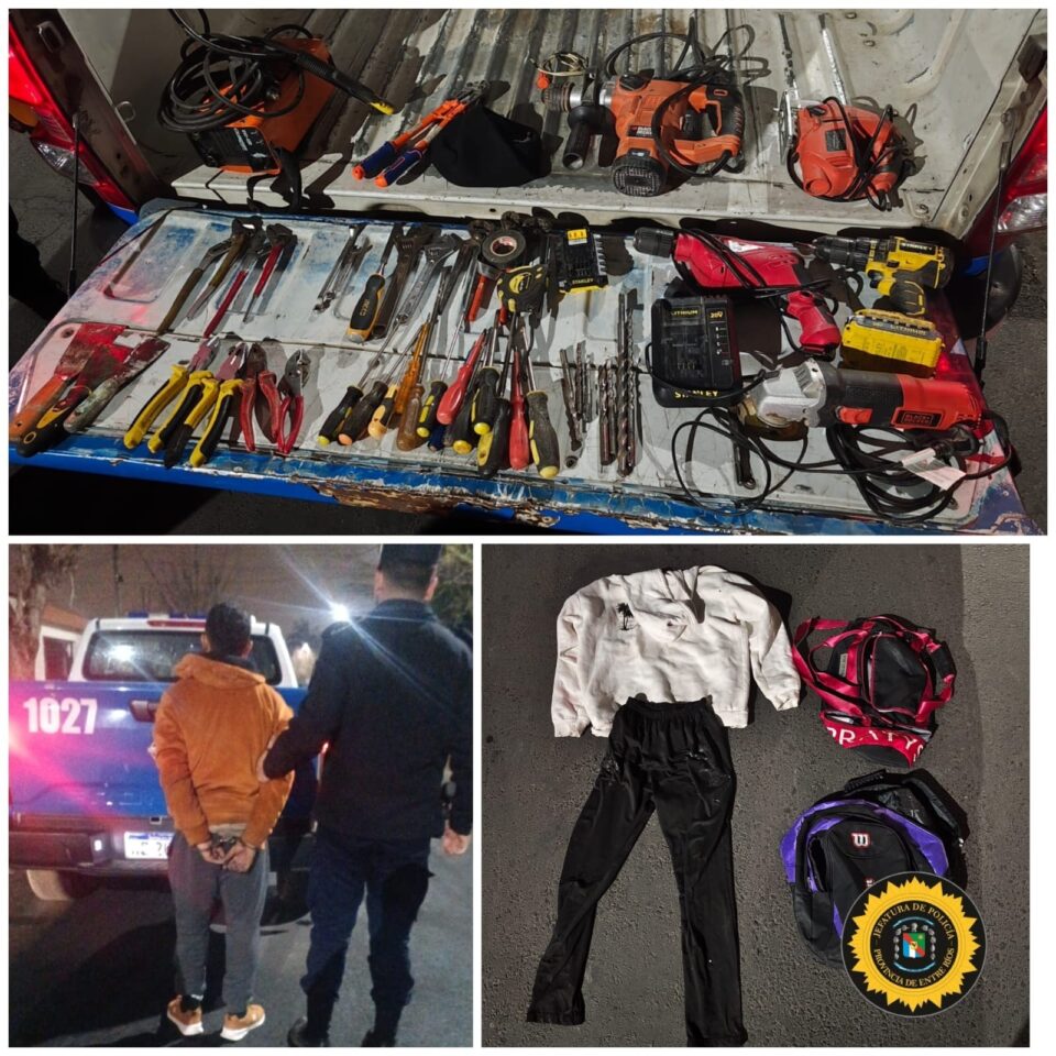 Recuperaron herramientas robadas tras identificar a un hombre que no pudo justificar su procedencia