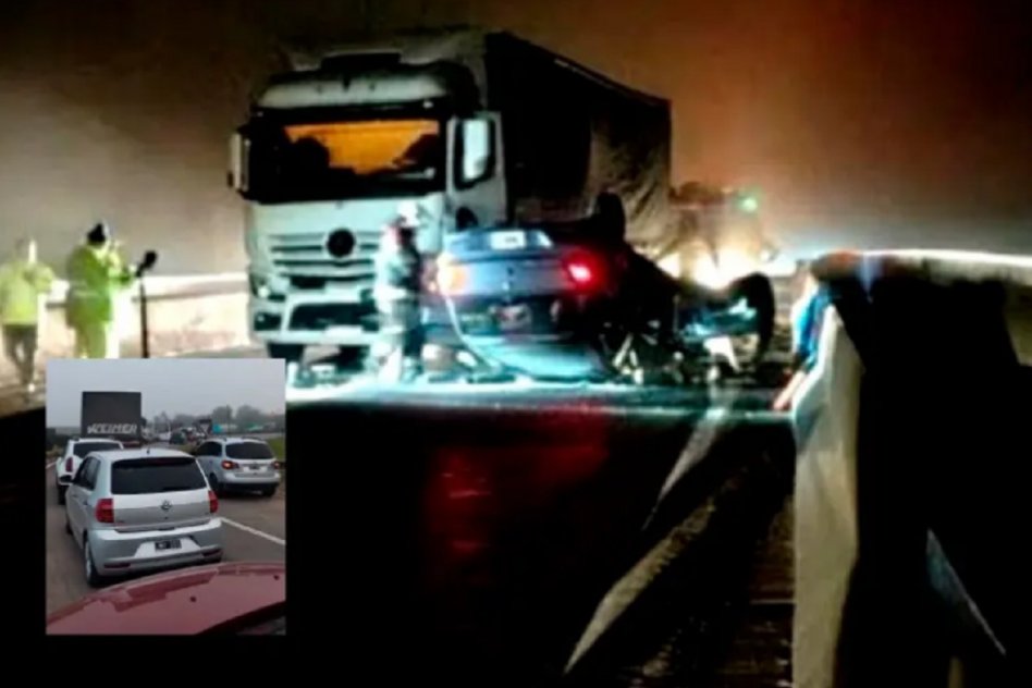 Choque entre un camión y un auto en el puente Victoria – Rosario