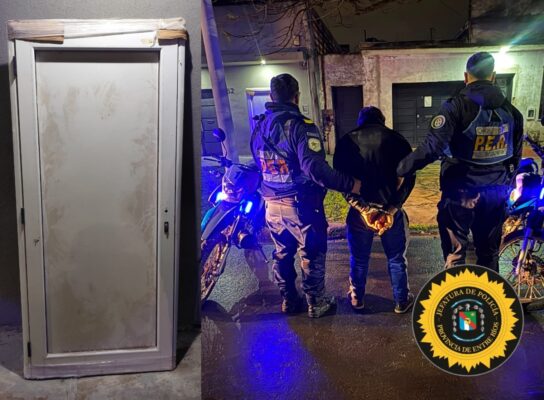 Detuvieron a un hombre por robar una puerta de aluminio en Paraná