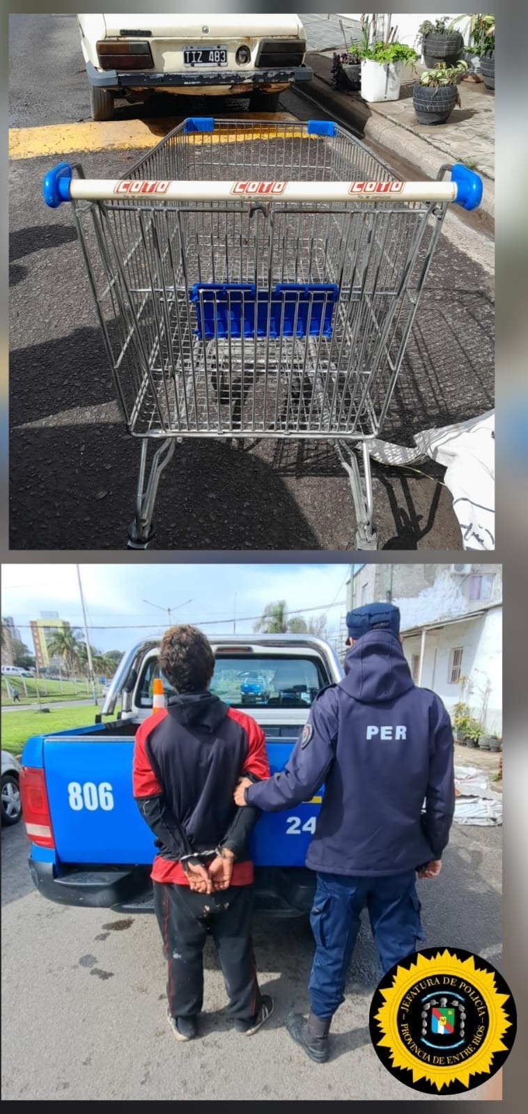Detuvieron a un joven tras sustraer un carro de supermercado en Paraná