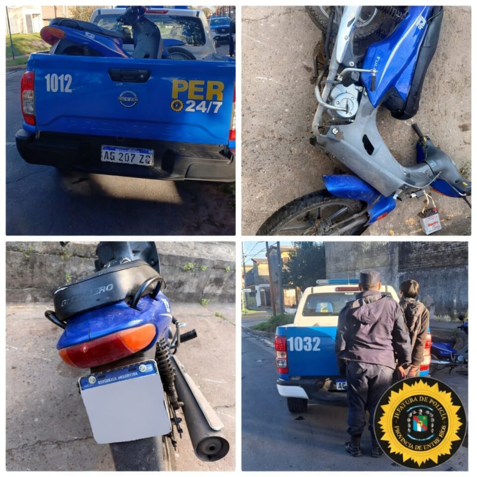 Robaron una motocicleta frente a una vivienda y detuvieron al sospechoso tras una persecución