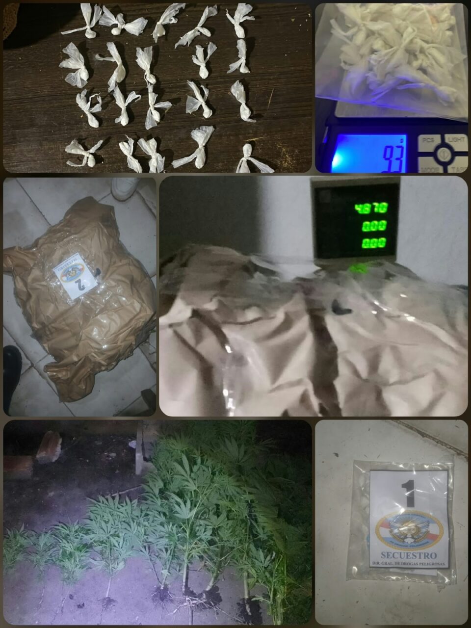 Detuvieron a un hombre con cocaína y plantas de cannabis en barrio Nueva Ciudad